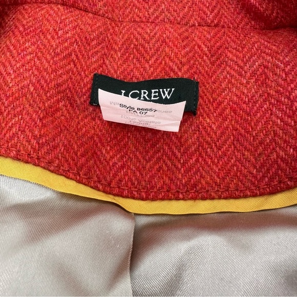 Vintage Y2K J. Crew Wool Schoolboy Preppy Blazer Orange Houndstooth Size 0 - Picture 4 of 5